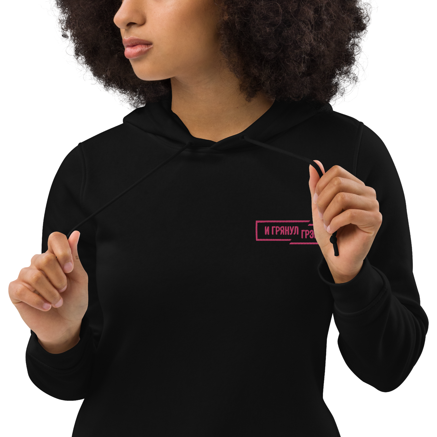 Женское худи с вышивкой приталенного кроя